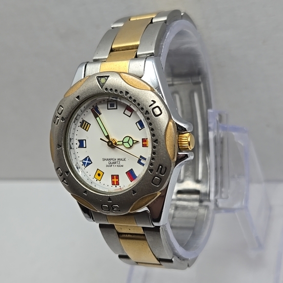 Womens Vintage Sharper Image Nautical 12 Flag Watch Rotating Bezel New Battery - Picture 2 of 10